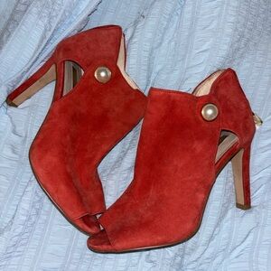 Elegant Red Peep-Toe Heels